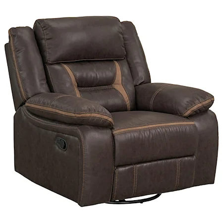 Casual Swivel Gliding Power Recliner with Pillow Arms